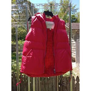 Hooded Coach Puffer Vest Red Size S/P